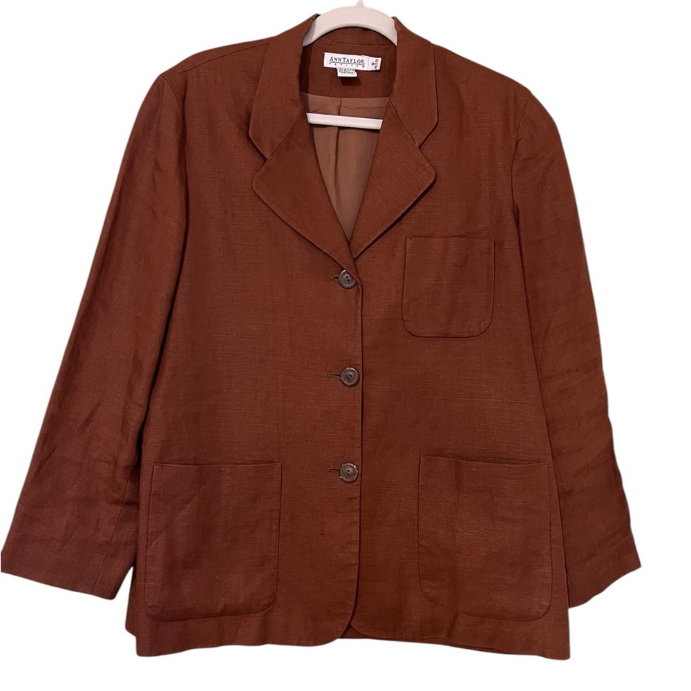 Vintage Ann Taylor Brown linen blend blazer jacket